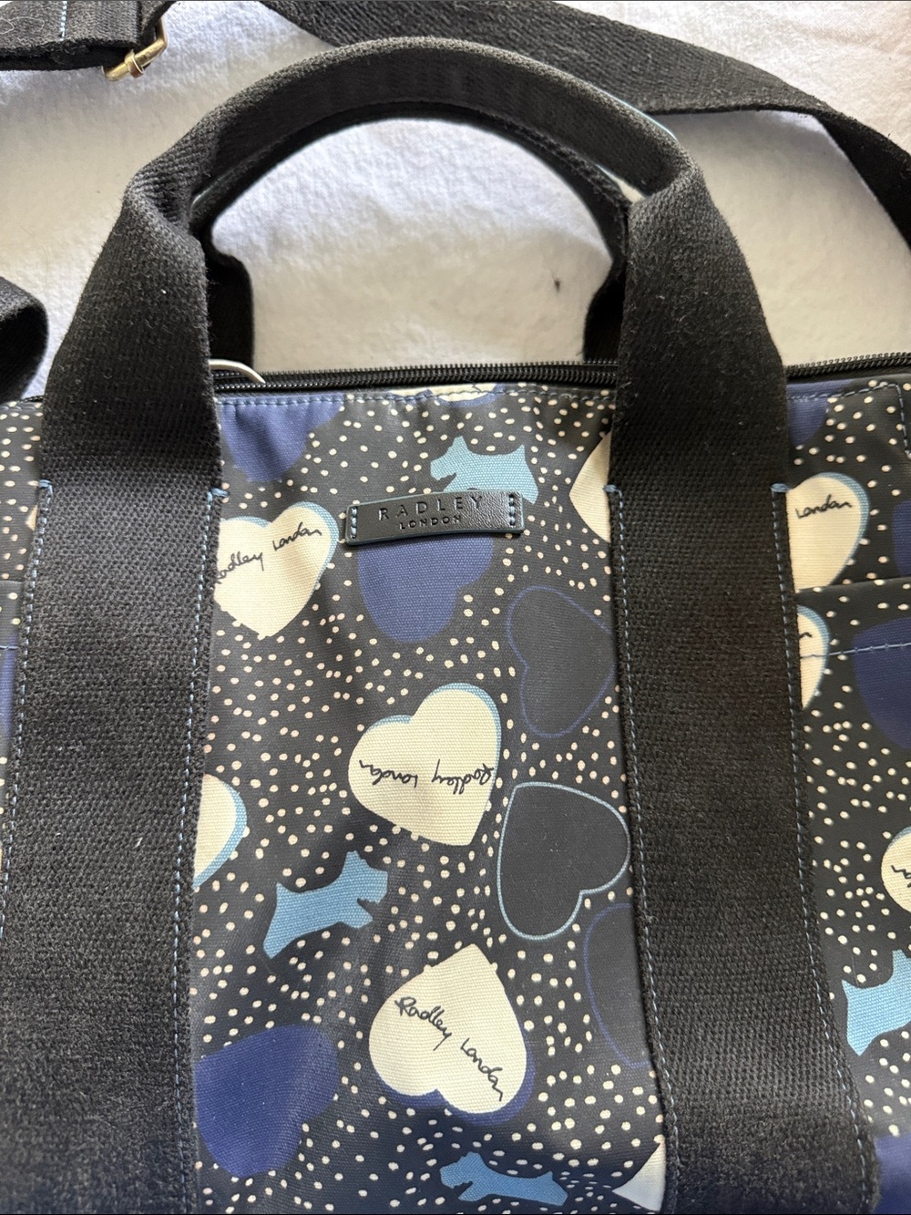 RADLEY LONDON Navy and Black Heart-Print Tote